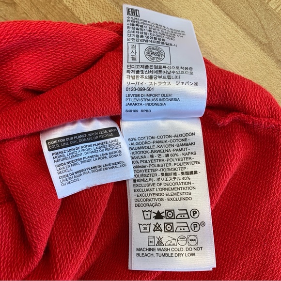 Red Levi’s Sweatshirt Size M - Picture 8 of 10